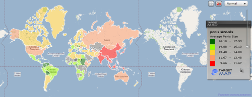 Penis size map